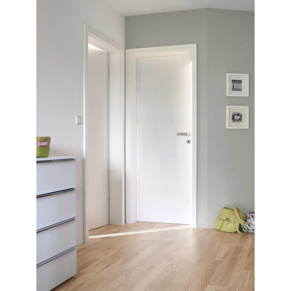 Brandschutztür Holz Beroline  CPL glattweiß T30 RS 860x1985 rechts Umfassungszarge 140 mm