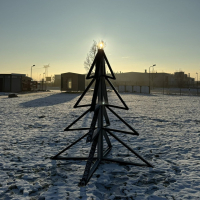 Weihnachtsbaum industrial design Holz Dekor/ Weiß ca. 2500 mm