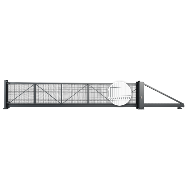 Freitragendes Schiebetor PI 95 Gitterpaneel VEGA B 6000 x 1200