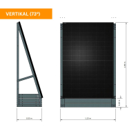 Solarzaun - freistehend 73 Grad Verzinkt ohne PV Modul - 99% UPCYCLING