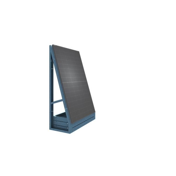 Solarzaun - freistehend 65 Grad Holzdekor A ohne PV Modul - 99% UPCYCLING