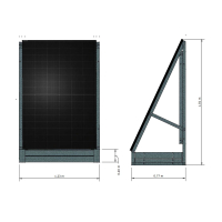 Solarzaun - freistehend 65 Grad Holzdekor A ohne PV Modul - 99% UPCYCLING