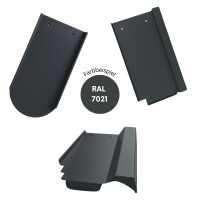 Blechziegel | Metalldachplatte passend für Nelskamp | NIBRA NIBRA® Flachdach-Ziegel F 10 Ü Anthrazit RAL7021