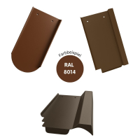 Blechziegel | Metalldachplatte passend für Erlus E 58 SL Braun RAL 8014