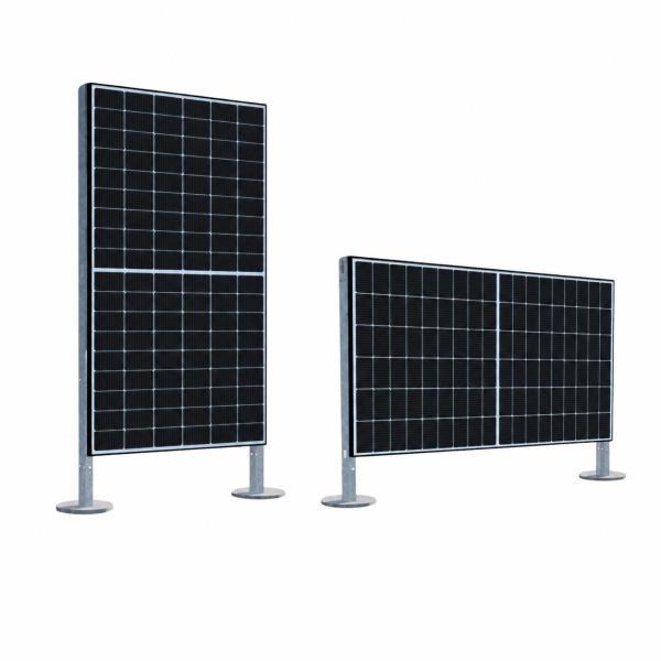 Solarzaun zum Einbetonieren – PV-Zaun aus verzinktem Stahl zur Stromgewinnung