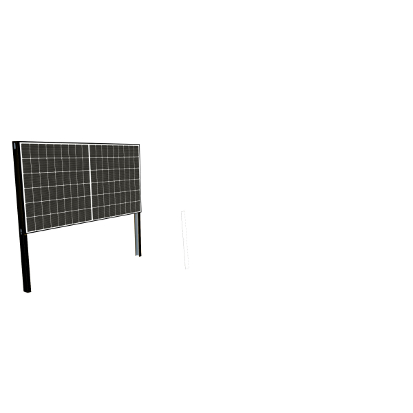 Aktion! Solarzaun horizontal einbetoniert inkl. Q-Cells Solarmodul - 99% UPCYCLING