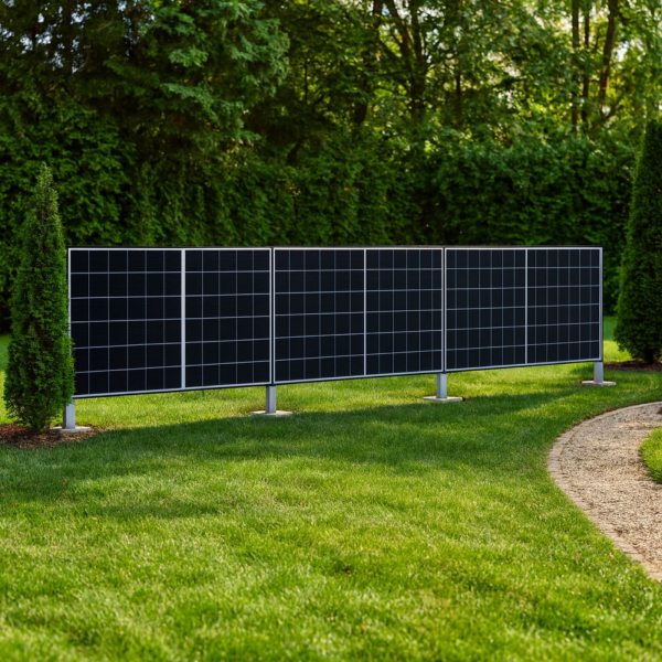 Solarzaun horizontal zum Einbetonieren – Größe XL (1134 × 1961 mm) | PV-Zaunelement aus verzinktem Stahl