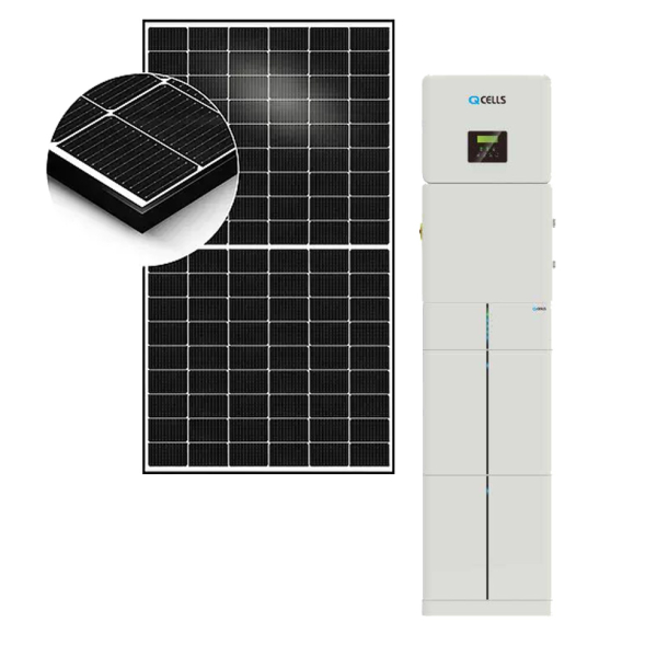Q.HOME+ PV-Komplettpaket 8,8  kWp – 8 kW Hybridwechselrichter, 6 kWh Speicher & Dachmontage-Set - Flachdach Süd