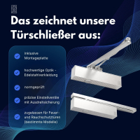 ECO Schulte Newton TS-20 Türschließer mit Gelenkarm – EN 2/3/5 | Komplett-Set mit Gelenkarm inkl. Montageplatte