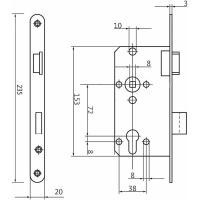 Türschloss PZ 55/72 mm – Einsteckschloss...