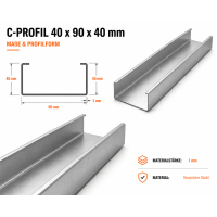 C-Profil 40x90x40 mm verzinkt | Stahlprofil nach Maß kaufen
