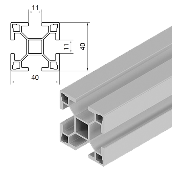 Trägerprofil Standard 40x40 Aluminium | silber | 1200 - 6000 mm