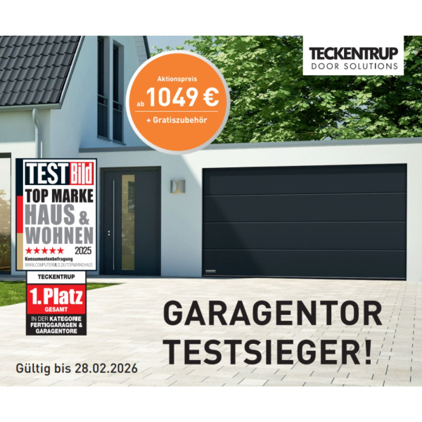 CarTeck Aktion - CarTeck Garagen Sectionaltor mit Antrieb und Zarge NEU jetzt mit optionalem Sicherheitspaket RC2
