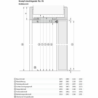flächenbündige Tür Durat Weißlack Dekor 584x1972 mm links Wandstärke 100 - 145 mm