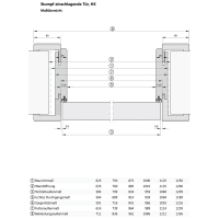 flächenbündige Tür Durat Weißlack Dekor 709x2097 mm links Wandstärke 100 - 145 mm