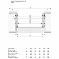 flächenbündige Tür Durat Weißlack Dekor 834x2097 mm links Wandstärke 146 - 215 mm