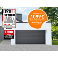 CarTeck Garagen Sectionaltor 2500x2125 mm Graualuminium (RAL 9007) Woodgrain Mittelsicke