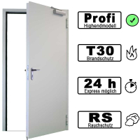 T30 Brandschutztür 875x2000 mm rechts rauchdicht durch Schleifdichtung