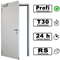 T30 Brandschutztür 875x2125 mm links rauchdicht durch absenkbare Bodendichtung