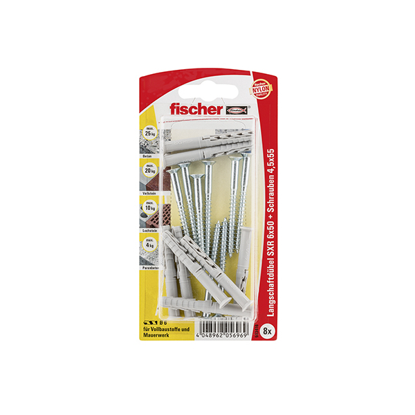 fischer Langschaftdübel SXR 6 x 50 Z Senkkopfschraube (PZ) (8 St.)